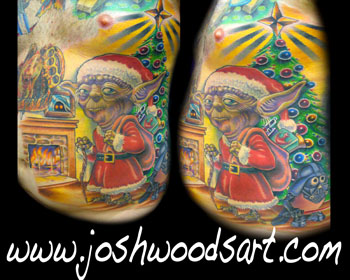 Tattoos - Josh Woods - Santa yoda scene